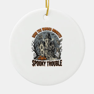 Gruselige geflügelte Affen Halloween-Shirt_1 Keramik Ornament