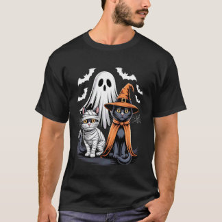 Gruselige Geisterkatzen Mumie Kürbis Süße Schwarze T-Shirt