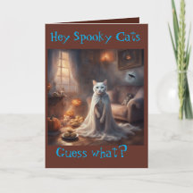 Gruselige Geistkatze Halloween Grußkarte
