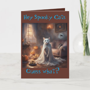 Gruselige Geistkatze Halloween Grußkarte Karte