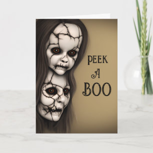 Gruselige Gesichter Peek-a-Boo Halloween Karte