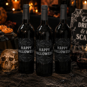Gruselige Getränke Frohes Halloween Spinnennetze V Weinetikett