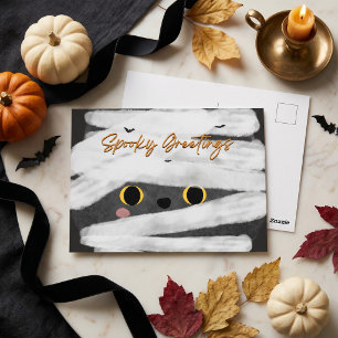 Gruselige Grüße Süße Mumienkatze Halloween Postkarte