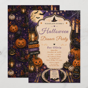 Gruselige Halloween-Dinnerparty Einladung