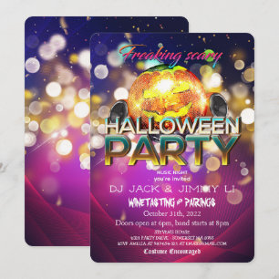Gruselige Halloween-Disco-Kugel Kürbisparty Einladung