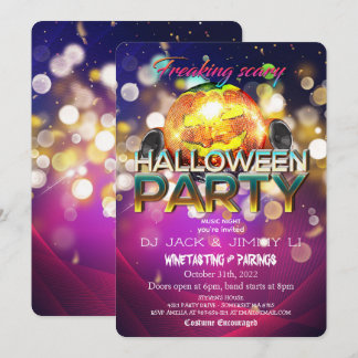 Gruselige Halloween-Disco-Kugel Kürbisparty Einladung
