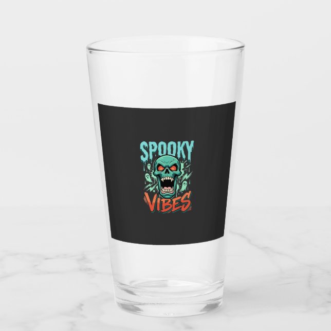 Gruselige Halloween-Geist-Schädel-Design_1 Glas (Vorderseite)