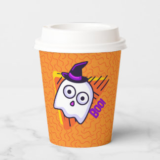Gruselige Halloween-Geister-Tassen - orange Pappbecher