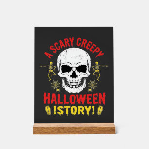 Gruselige Halloween-Geschichte Totenkopf-Design_1 Acrylschild