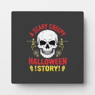 Gruselige Halloween-Geschichte Totenkopf-Design_1 Fotoplatte