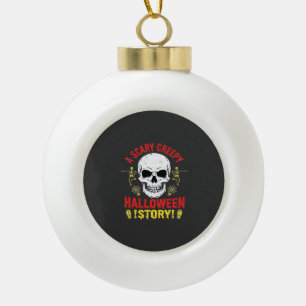 Gruselige Halloween-Geschichte Totenkopf-Design_1 Keramik Kugel-Ornament
