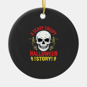 Gruselige Halloween-Geschichte Totenkopf-Design_1 Keramik Ornament
