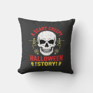 Gruselige Halloween-Geschichte Totenkopf-Design_1 Kissen