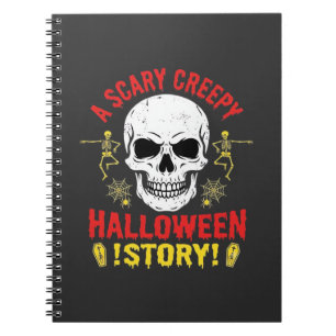 Gruselige Halloween-Geschichte Totenkopf-Design_1 Notizblock