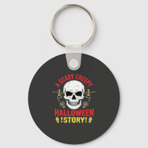 Gruselige Halloween-Geschichte Totenkopf-Design_1 Schlüsselanhänger