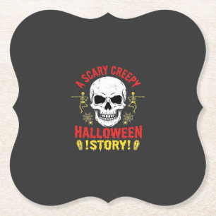 Gruselige Halloween-Geschichte Totenkopf-Design_1 Untersetzer