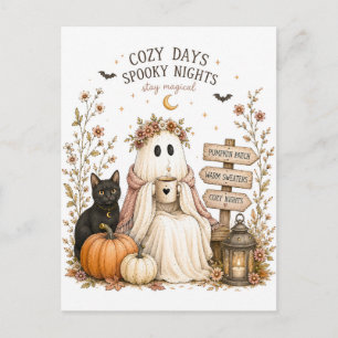 Gruselige Halloween-Herbst-Postkarte Postkarte