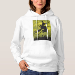 Gruselige Halloween-Hexe fliegt auf Besenstiel Hoodie