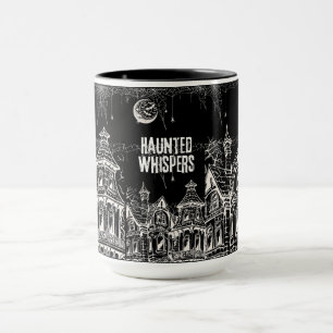 Gruselige Halloween-Hexe, Spukhaus, Mond & Flederm Tasse