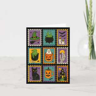 Gruselige Halloween-Hexen-Geister-Kürbis-Schwarz Karte