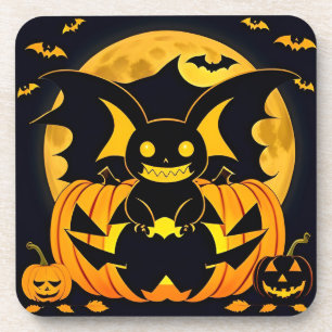 Gruselige Halloween-Illustration mit Fledermaus-Kü Getränkeuntersetzer