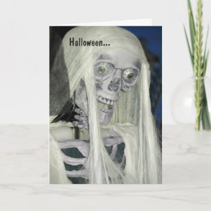 Gruselige Halloween-Karte mit Skelett Karte