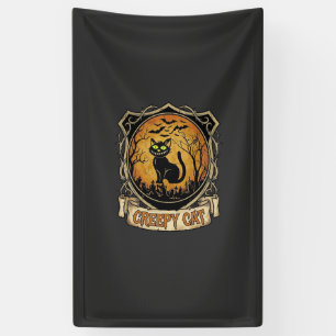 Gruselige Halloween-Katze Schwarze Friedhofsfleder Banner