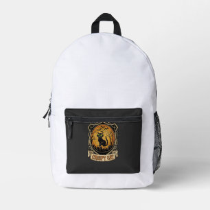 Gruselige Halloween-Katze Schwarze Friedhofsfleder Bedruckter Rucksack