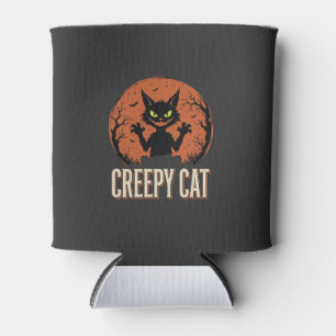 Gruselige Halloween-Katze Vintage-Mond-Grafik Dosenkühler