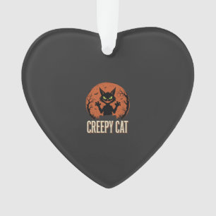 Gruselige Halloween-Katze Vintage-Mond-Grafik Ornament