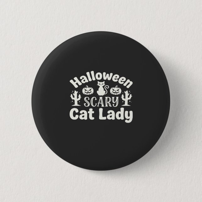 Gruselige Halloween-Katzenlady_1 Button (Vorderseite)