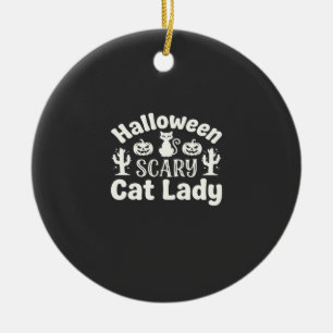 Gruselige Halloween Katzenlady_1 Keramik Ornament