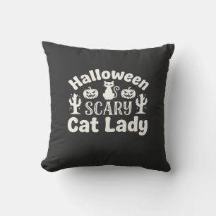 Gruselige Halloween-Katzenlady_1 Kissen