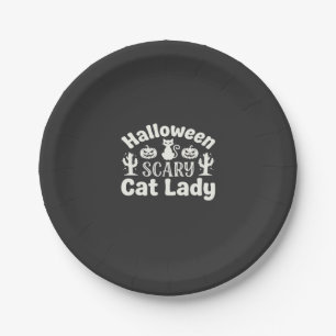 Gruselige Halloween Katzenlady_1 Pappteller