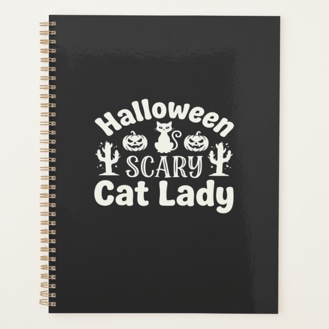 Gruselige Halloween Katzenlady_1 Planer (Vorderseite)
