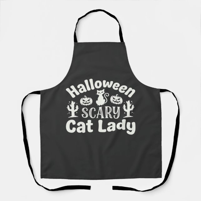 Gruselige Halloween Katzenlady_1 Schürze (Vorderseite)