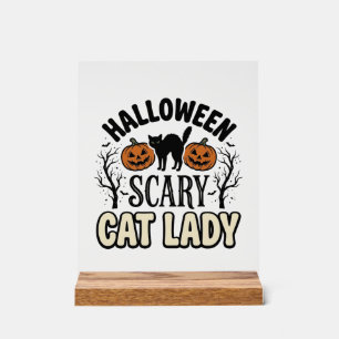 Gruselige Halloween-Katzenlady Retro-Vektorgestalt Acrylschild