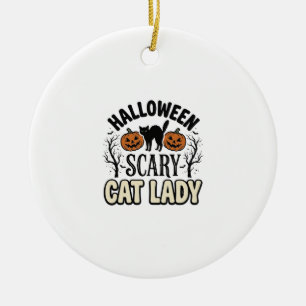 Gruselige Halloween-Katzenlady Retro-Vektorgestalt Keramik Ornament