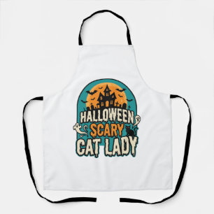 Gruselige Halloween-Katzenlady Vintage Spukhaus_1 Schürze