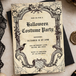 Gruselige Halloween-Kostenparty Vintage-Gotik Einladung