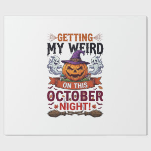 Gruselige Halloween-Kürbis-Geister-Hexenhut_1 Geschenkpapier