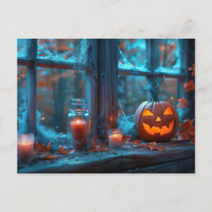 gruselige Halloween-Kürbis-Grußkarte Postkarte
