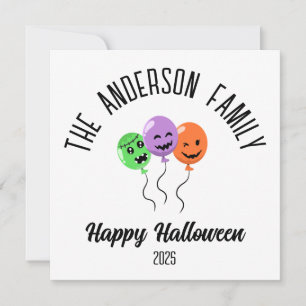 Gruselige Halloween-Kürbisballons mit personalisie Feiertagskarte