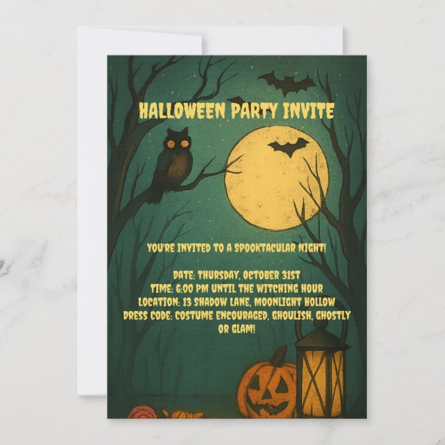 Gruselige Halloween-Mondlicht-Party-Einladung Einladung (Vorderseite)