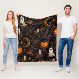 Gruselige Halloween-Nacht-Kürbis- und Geistermuste Fleecedecke