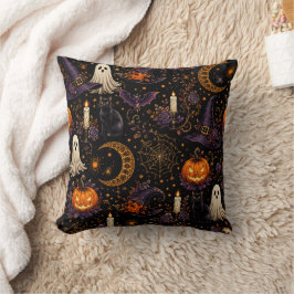 Gruselige Halloween-Nacht-Kürbis- und Geistermuste Kissen