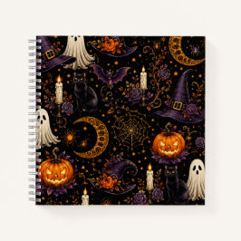 Gruselige Halloween-Nacht-Kürbis- und Geistermuste Notizbuch