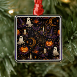 Gruselige Halloween-Nacht-Kürbis- und Geistermuste Ornament Aus Metall