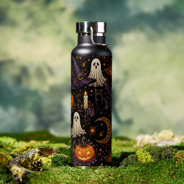 Gruselige Halloween-Nacht-Kürbis- und Geistermuste Trinkflasche