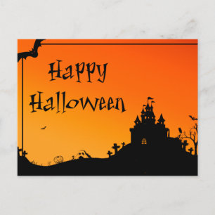 Gruselige Halloween-Nacht mit Eulen-Postkarte Postkarte